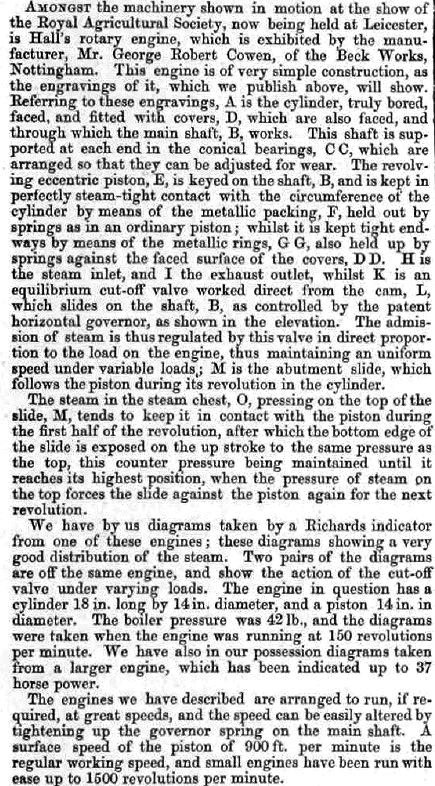 Hall's Rotary Engine: 1866